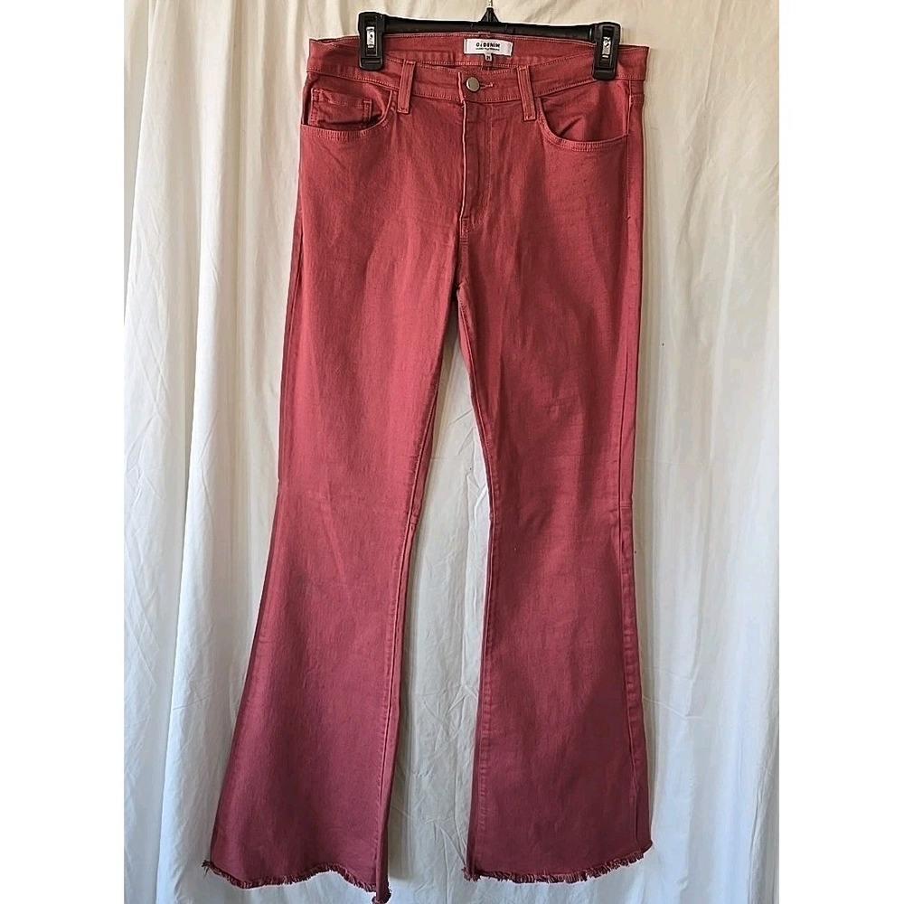 O2 Denim Free Minded Mid Rise Denim Flare Jeans PF3021 Wine Size 31 Made‎ In USA